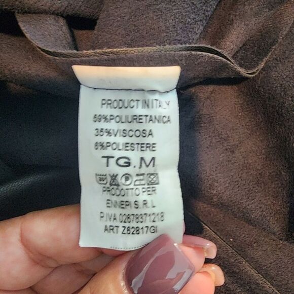 Zuiki Black Ruffled Italian Moto Peplum Style Faux Leather Jacket Size Medium - Picture 8 of 8